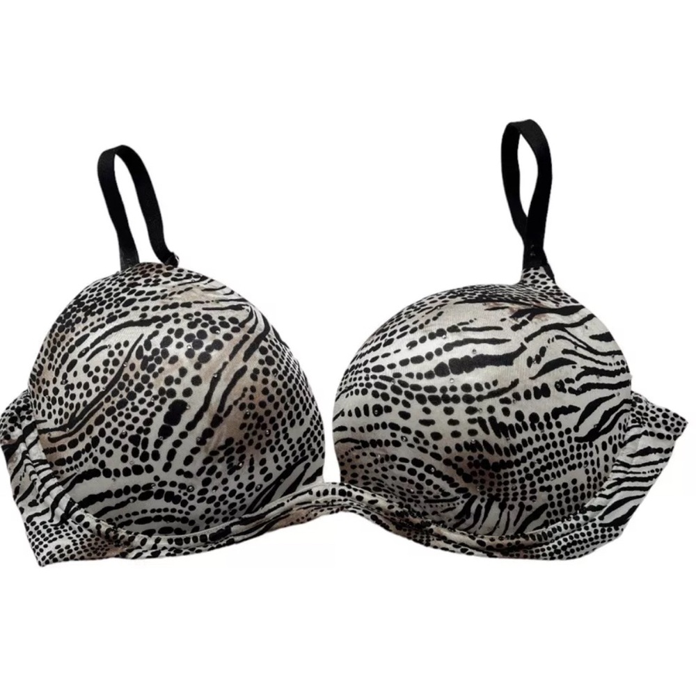 Victoria's Secret Biofit Pushup Bra 34DD Convertible Sexy Leopard Print Sparkle